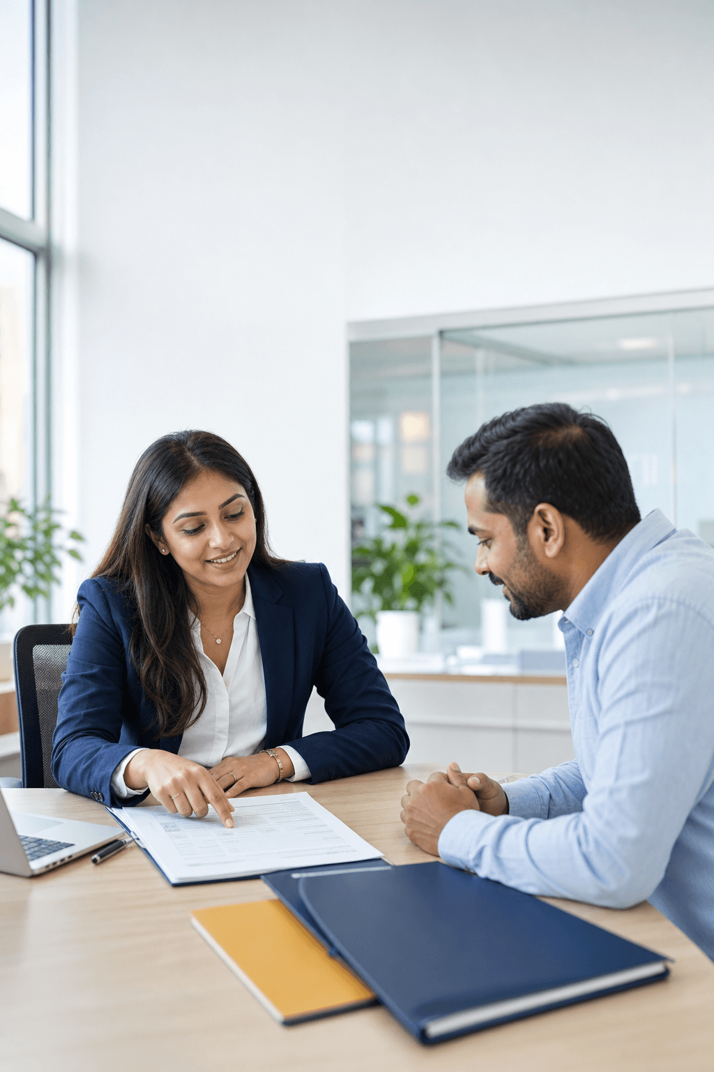 VentureLink advisors reviewing a business owner's loan application documents together